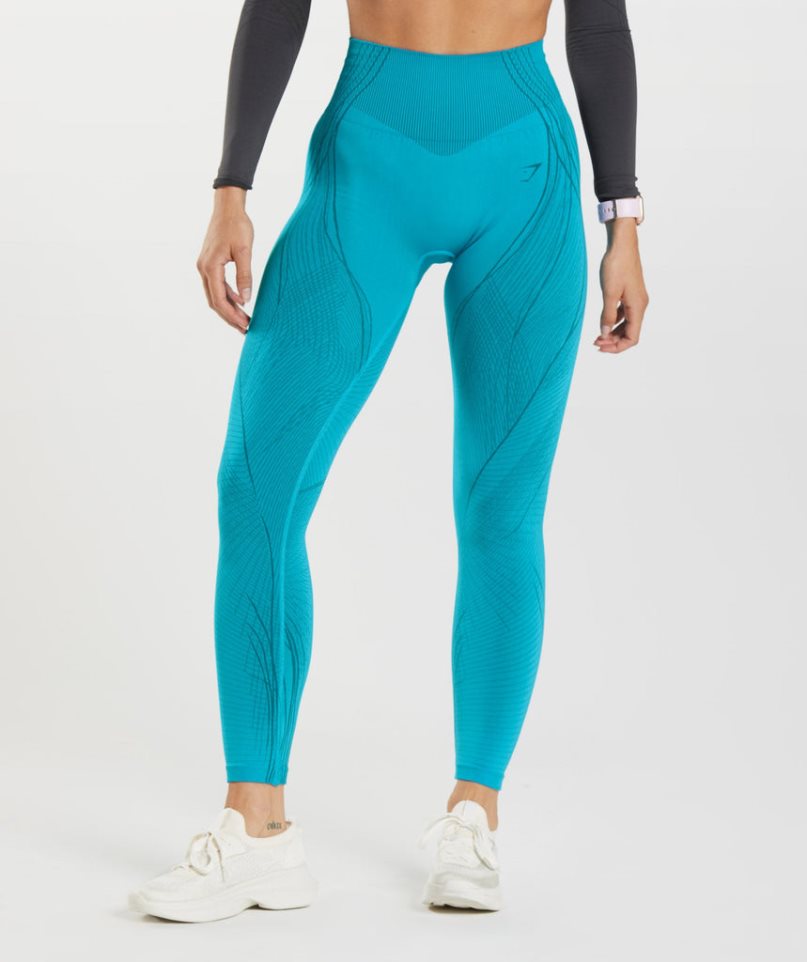 Women\'s Gymshark Apex Seamless Leggings Turquoise | NZ 1PZLUB